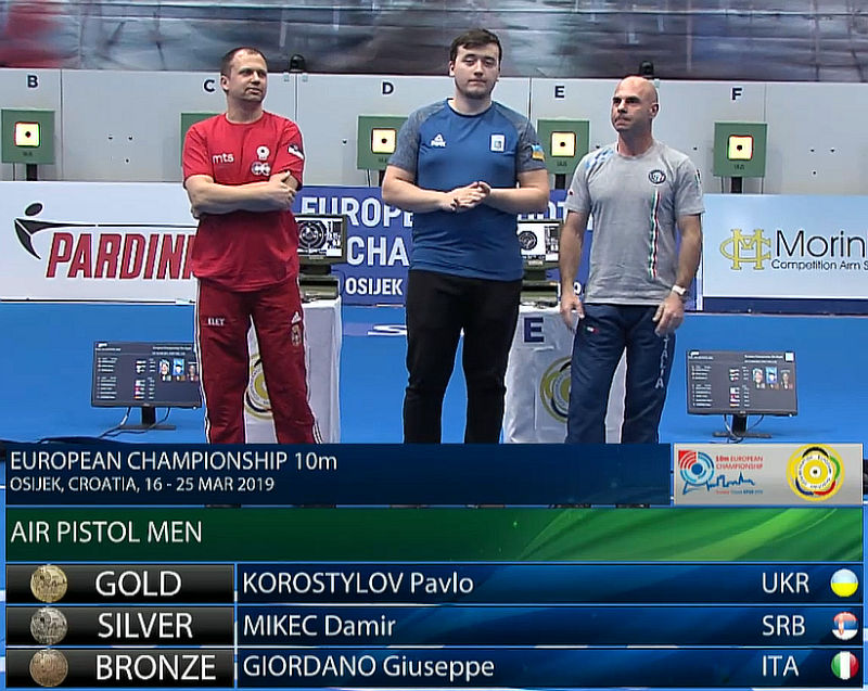 Освајачи медаља (слева): Дамир Микец (сребро), Украјинац Павло Коростилов (злато) и Италијан Ђузепе Ђордано (бронза)